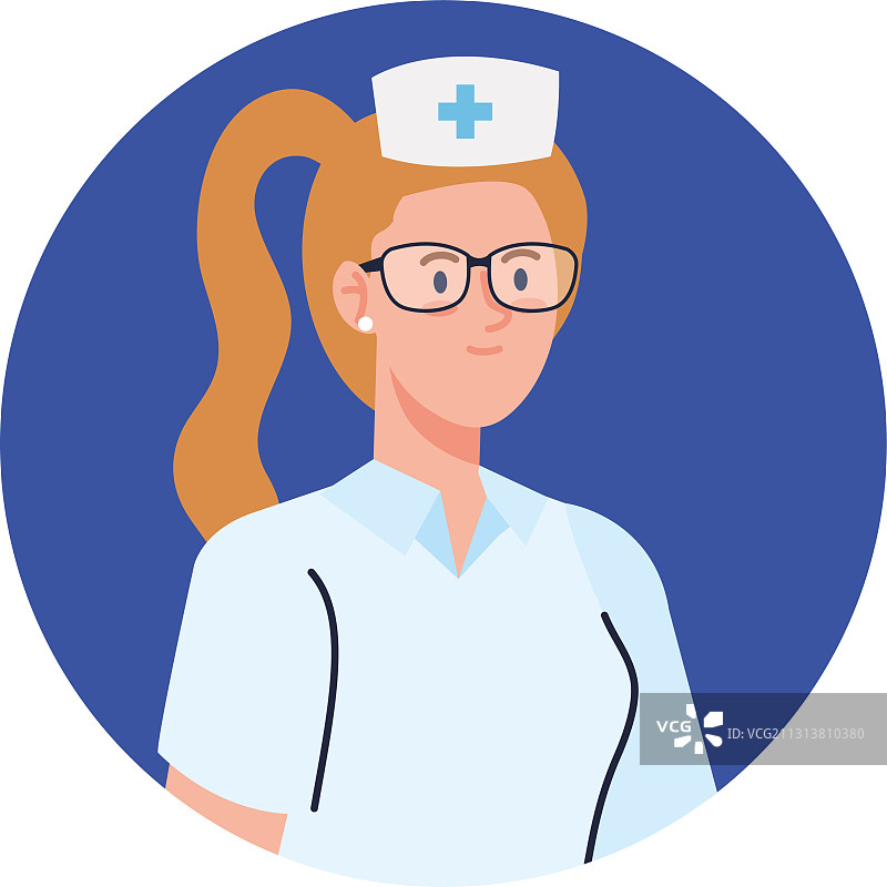 穿着制服的圆形边框女护士图片素材