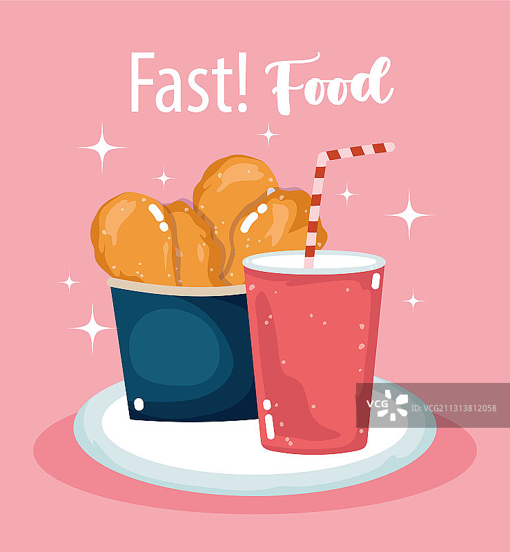 快餐炸鸡腿和苏打菜单餐厅图片素材