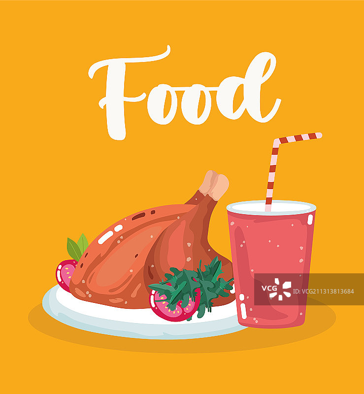 快餐餐厅烤鸡汽水菜单图片素材