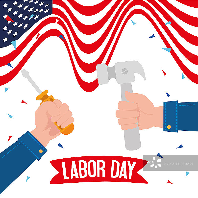 劳动节快乐横幅和手图片素材