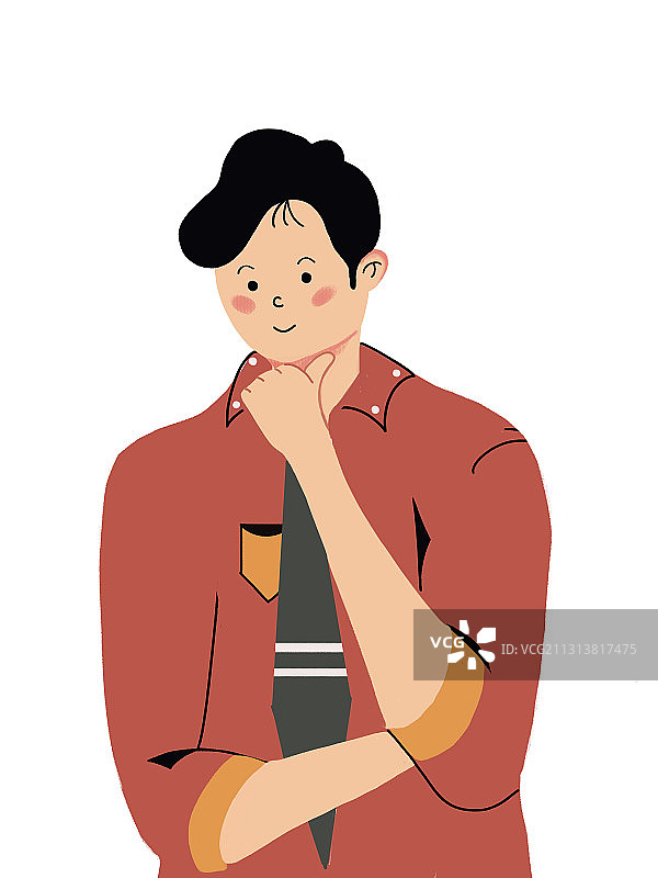 年轻的职场男人在认真思考问题图片素材