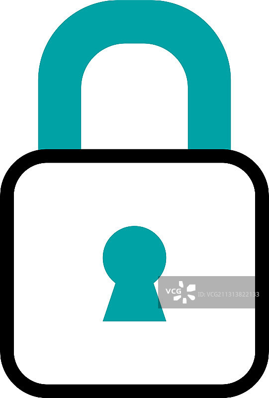 半线半色风格的安全挂锁icon图片素材