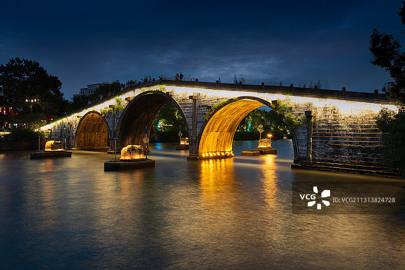 浙江杭州西湖京杭大运河拱宸桥城市风光图片素材