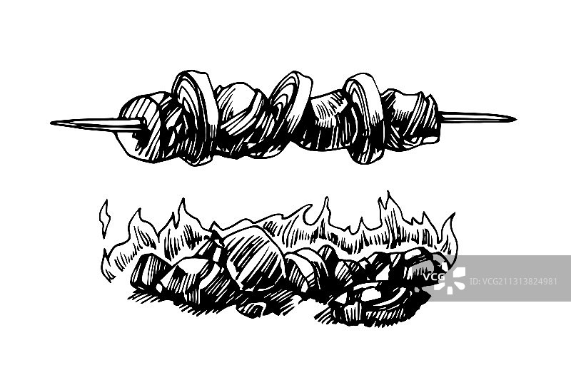 用于烤肉的木炭柴火图片素材