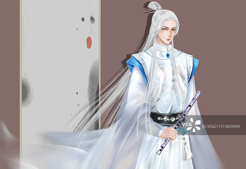 中国风古风仙侠男性道长插画图片素材