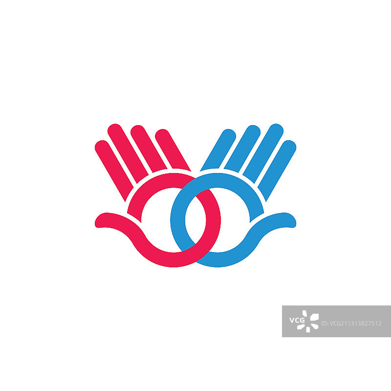 连接手掌彩色符号装饰图片素材
