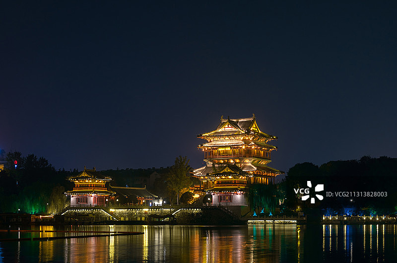 泰州望海楼建筑风光夜景图片素材