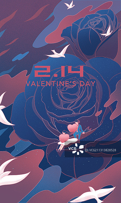 玫瑰花天空情人节黑夜版图片素材