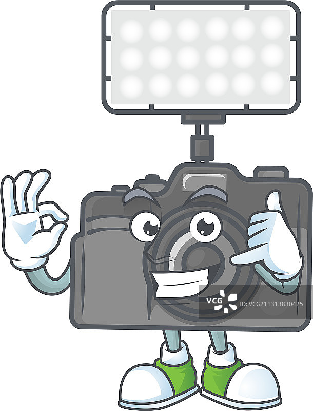 有趣的带灯光照相机吉祥物图片素材