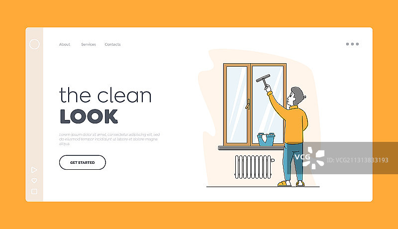 男性角色家务活动着陆页图片素材