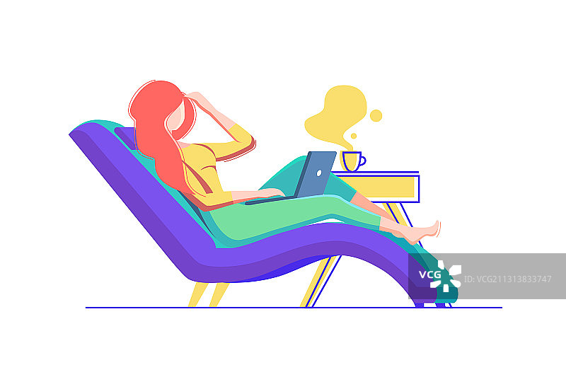 女孩手持咖啡杯休息图片素材