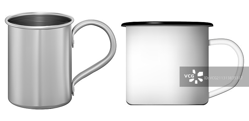 白色和银色咖啡或茶杯套装图片素材