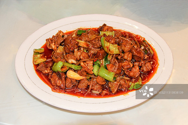 宁夏银川特色美食：黄渠桥爆炒羊羔肉图片素材