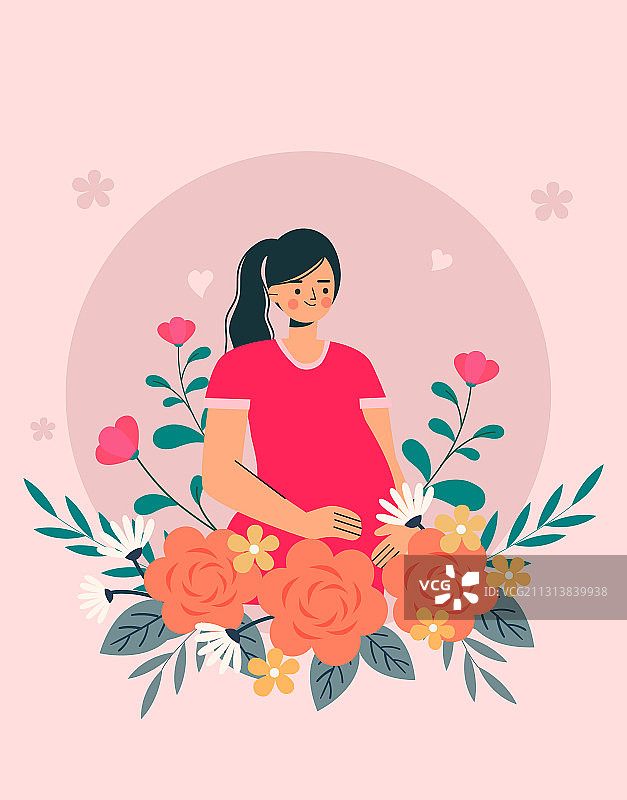 怀孕的妈妈概念矢量插画图片素材