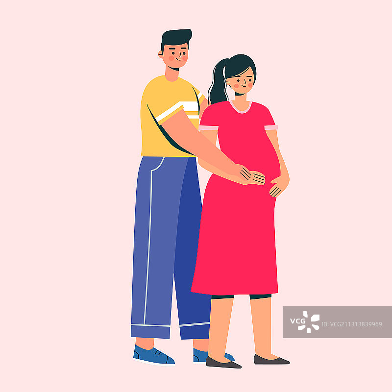 丈夫和怀孕的妻子矢量插画图片素材