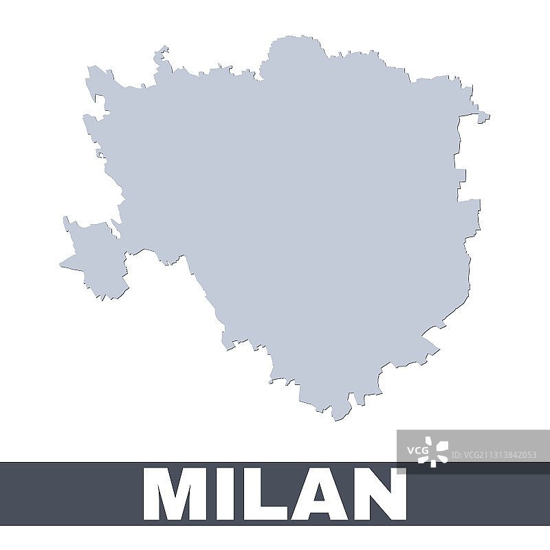 米兰轮廓地图米兰城市区域边界图片素材