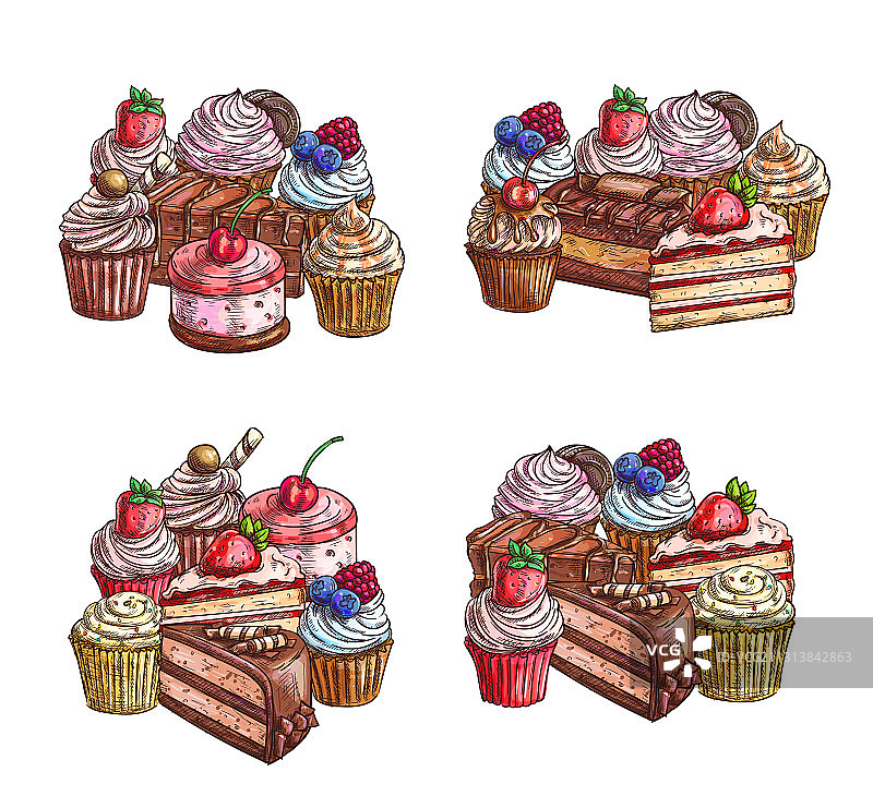 蛋糕甜点草图甜巧克力纸杯蛋糕图片素材