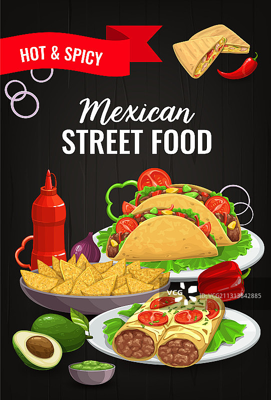 墨西哥美食菜肴：塔可、墨西哥卷饼图片素材