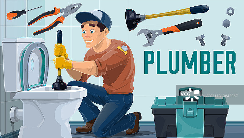 水管工维修马桶水管图片素材