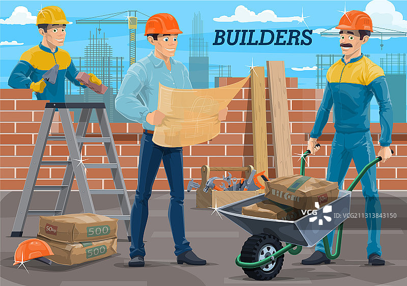 建筑工地上的工程师建筑工人图片素材