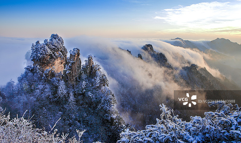 天子山雪景图片素材