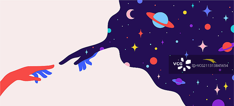 创世纪亚当创造中的两只手图片素材