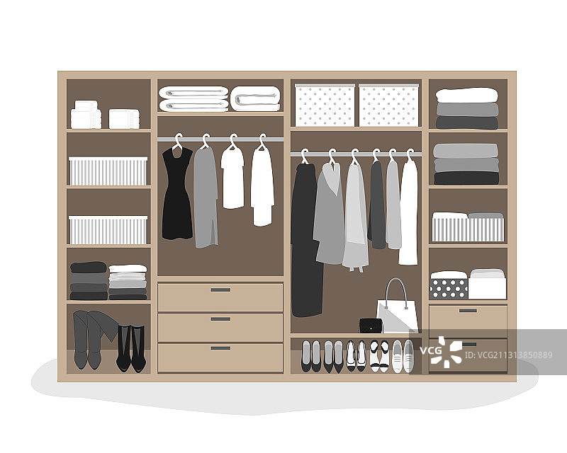 现代风格的衣柜储物系统图片素材