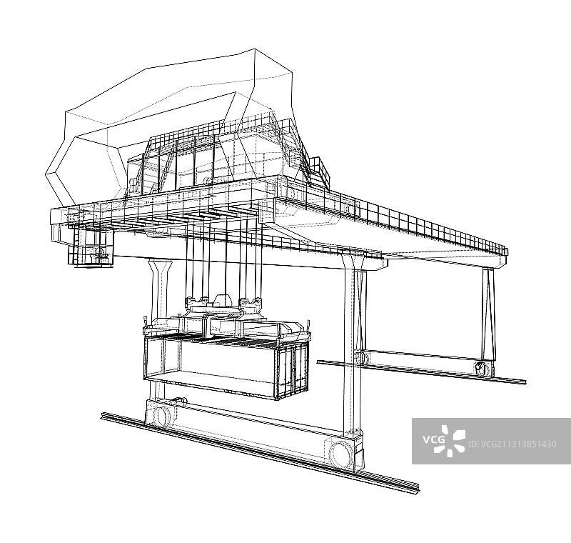 轨道式龙门集装箱起重机轮廓图片素材