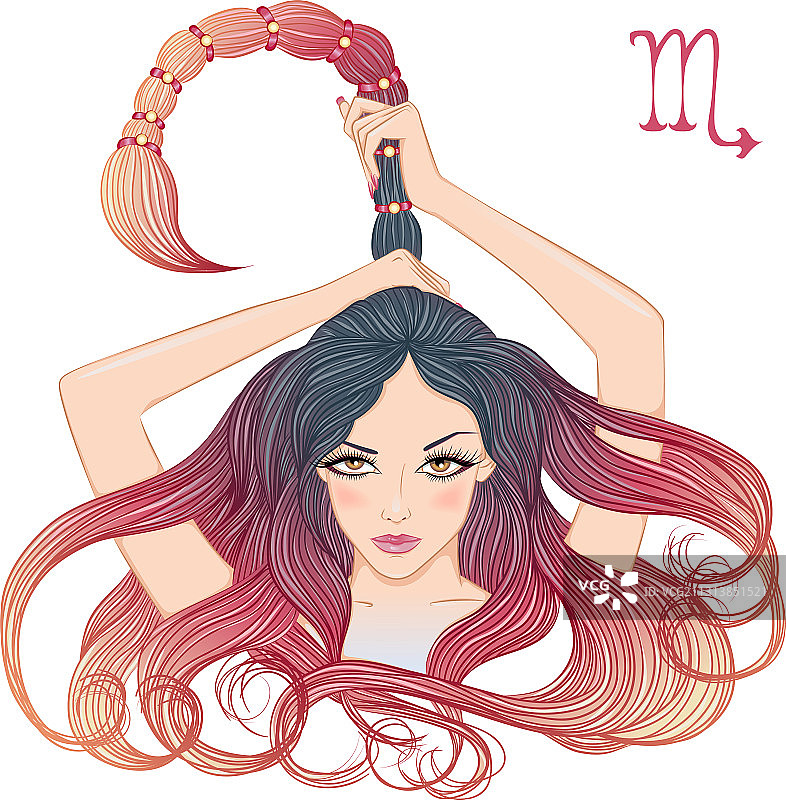 美丽的女孩形象的天蝎座星座图片素材