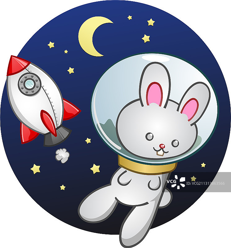 火箭飞船小兔子卡通图片素材