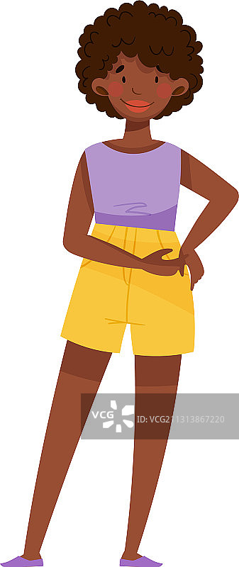 非裔美国女人，深色头发，夏天图片素材