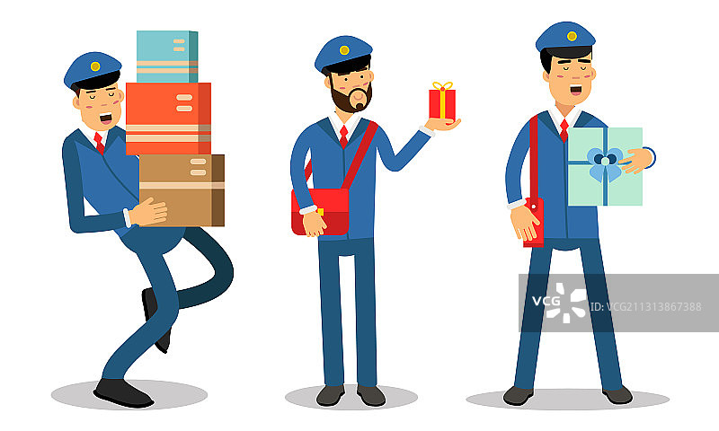 身穿制服的邮递员的日常工作图片素材