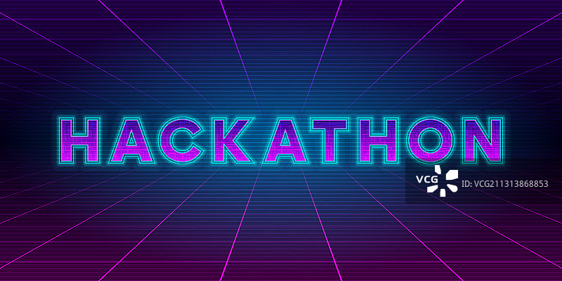 霓虹科技黑客马拉松复古风banner图片素材