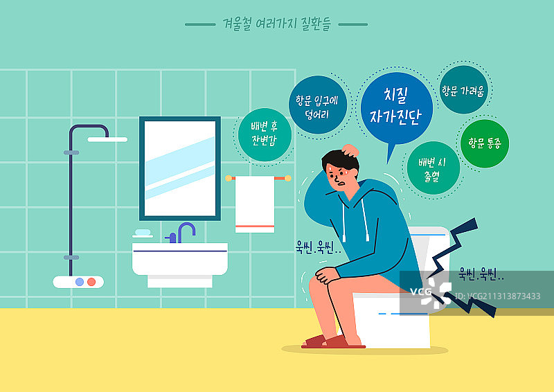 疾病预防与健康生活：关于痔疮、如厕与疼痛图片素材