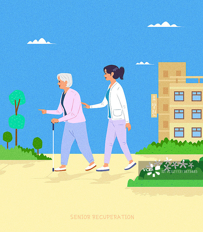 认知障碍症、疗养院、老年人、护理人员、步行图片素材