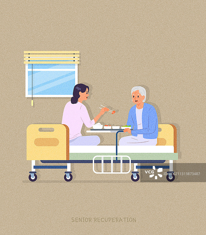 失智症疗养院老年人护理人员床患者病房膳食图片素材