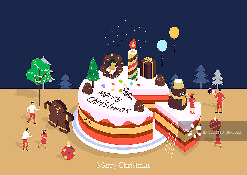 圣诞节姜饼人蛋糕图片素材