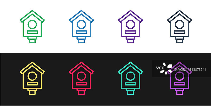 黑色背景上的鸟舍图标图片素材