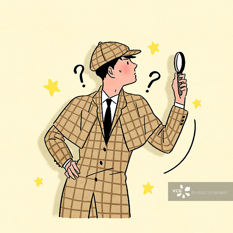 侦探、问号、侦探上半身商业活动星形图片素材
