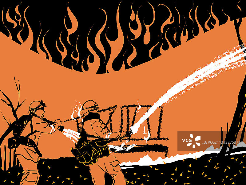 消防员灭森林大火图片素材