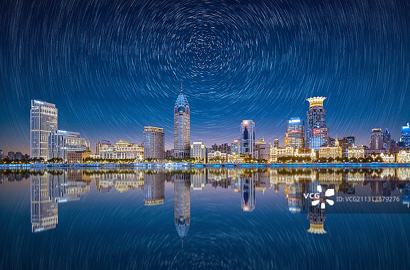 夜景上海城市建筑图片素材