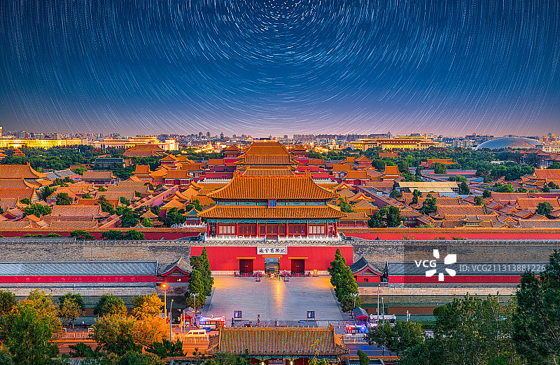 夜景北京故宫博物院图片素材