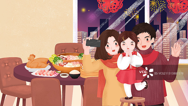 春节不返乡和家人视频拜年图片素材