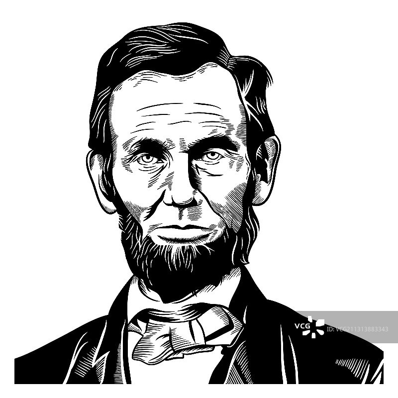 手绘亚伯拉罕·林肯肖像图片素材