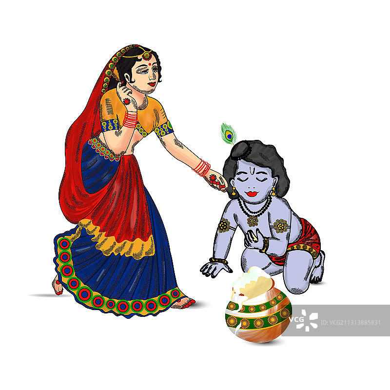 快乐的印度 Janmashtami 节白色背景图片素材