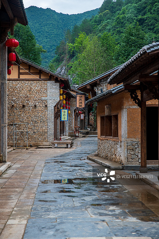 江西上饶4A级景区望仙谷，坐落于上饶灵山山脉，瀑布峡谷之中图片素材