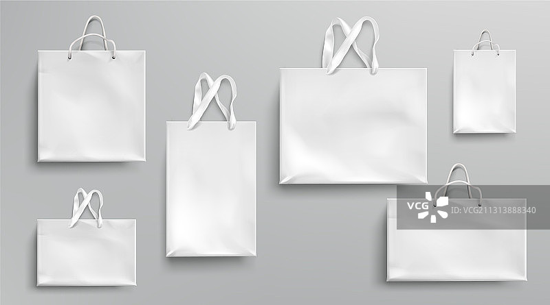 纸质购物袋样机白色包装套装图片素材