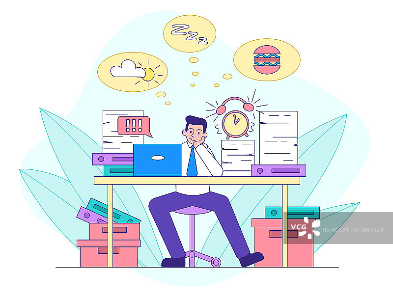 梦想中的商人与拖延概念图片素材