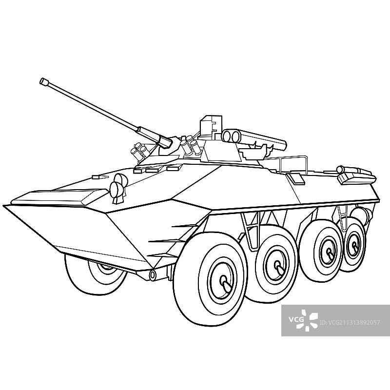 步兵车简笔画涂色书图片素材