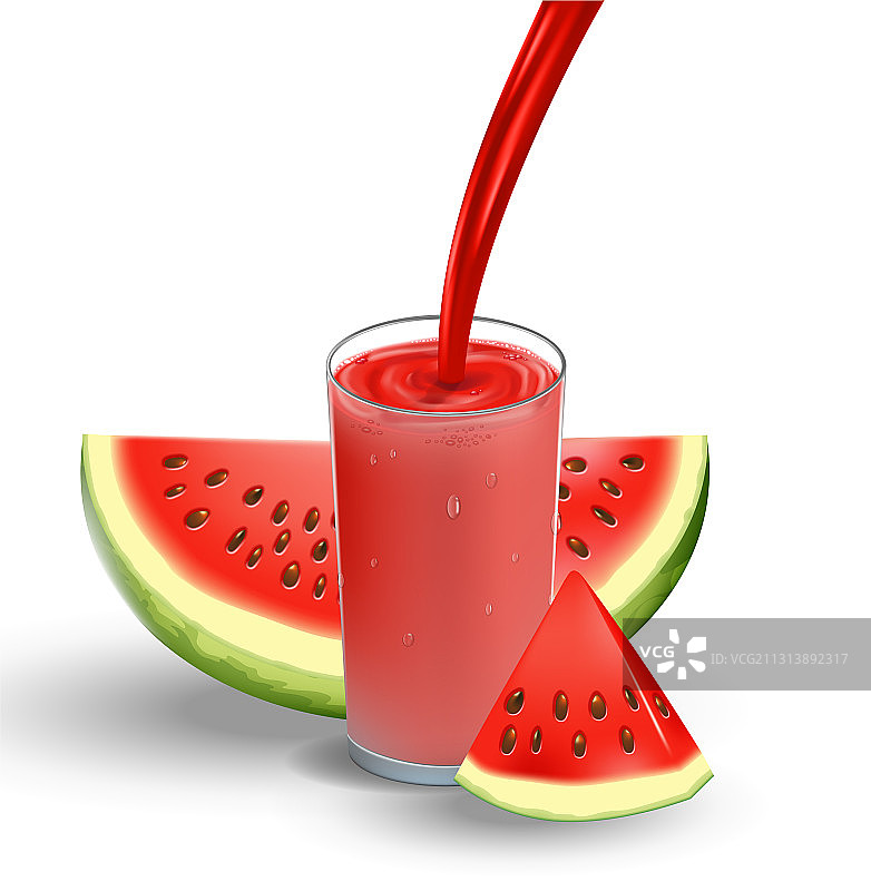 白色背景上带有飞溅效果的西瓜汁图片素材